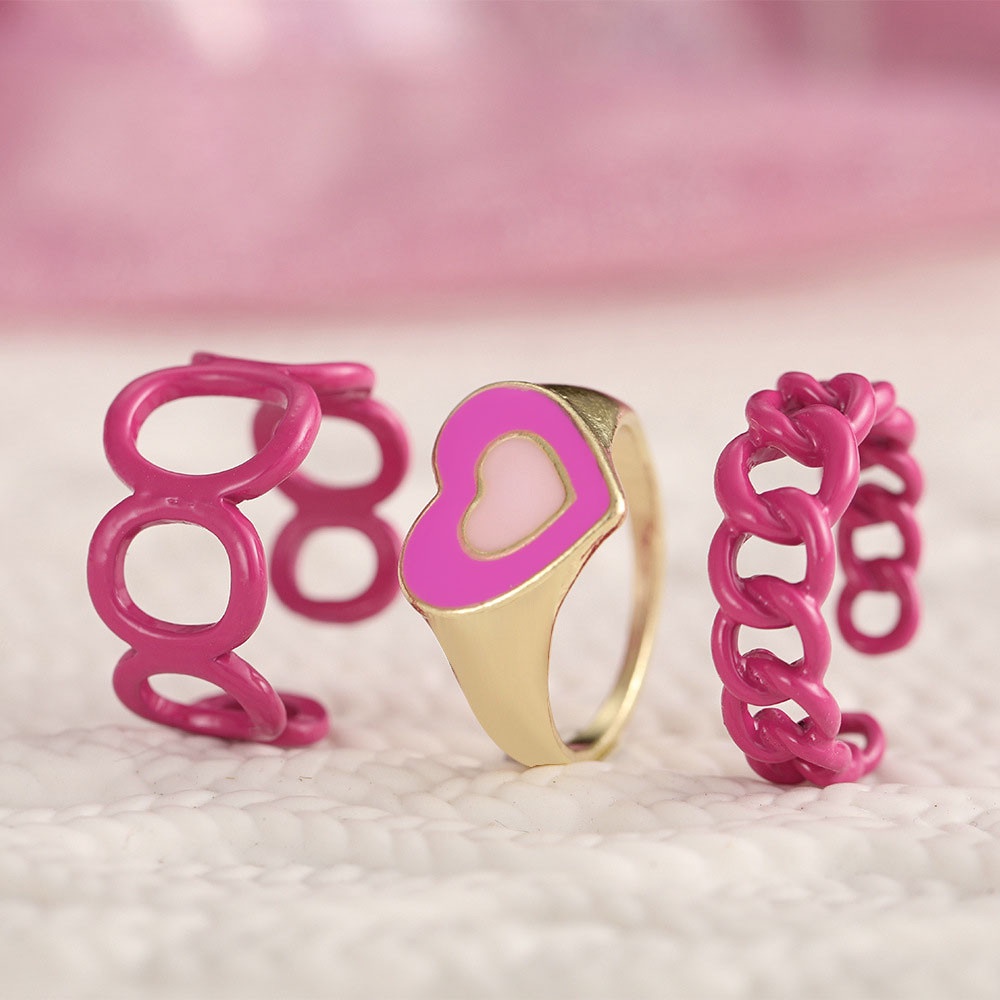 Set 3 Nhẫn Đeo Tay Kim Loại Thời Trang Cho Nữ