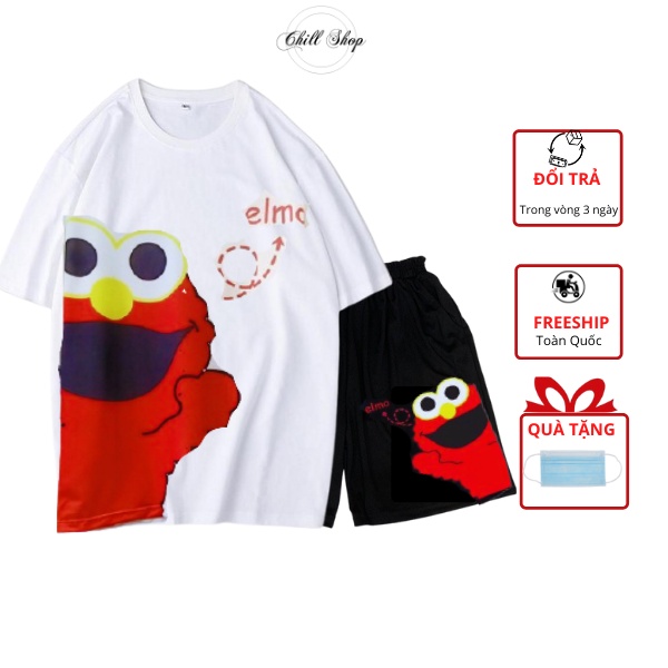 Đồ bộ hoạt hình, áo thun unisex và quần short ống rộng freesize hoạt tiết hoạt hình 003 Chill Shop