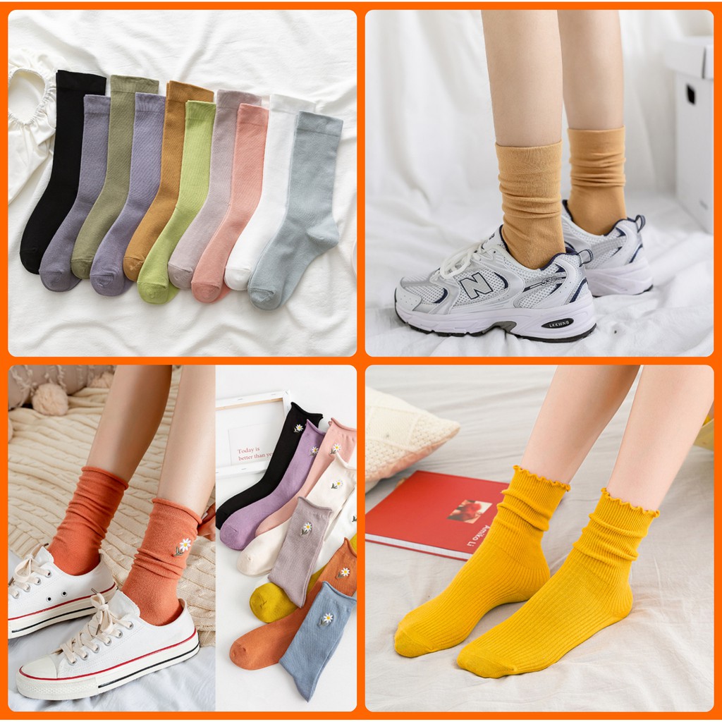Tất cổ cao nhún, vớ cổ bèo cách điệu xinh GIÁ RẺ - nhiều màu vintage
