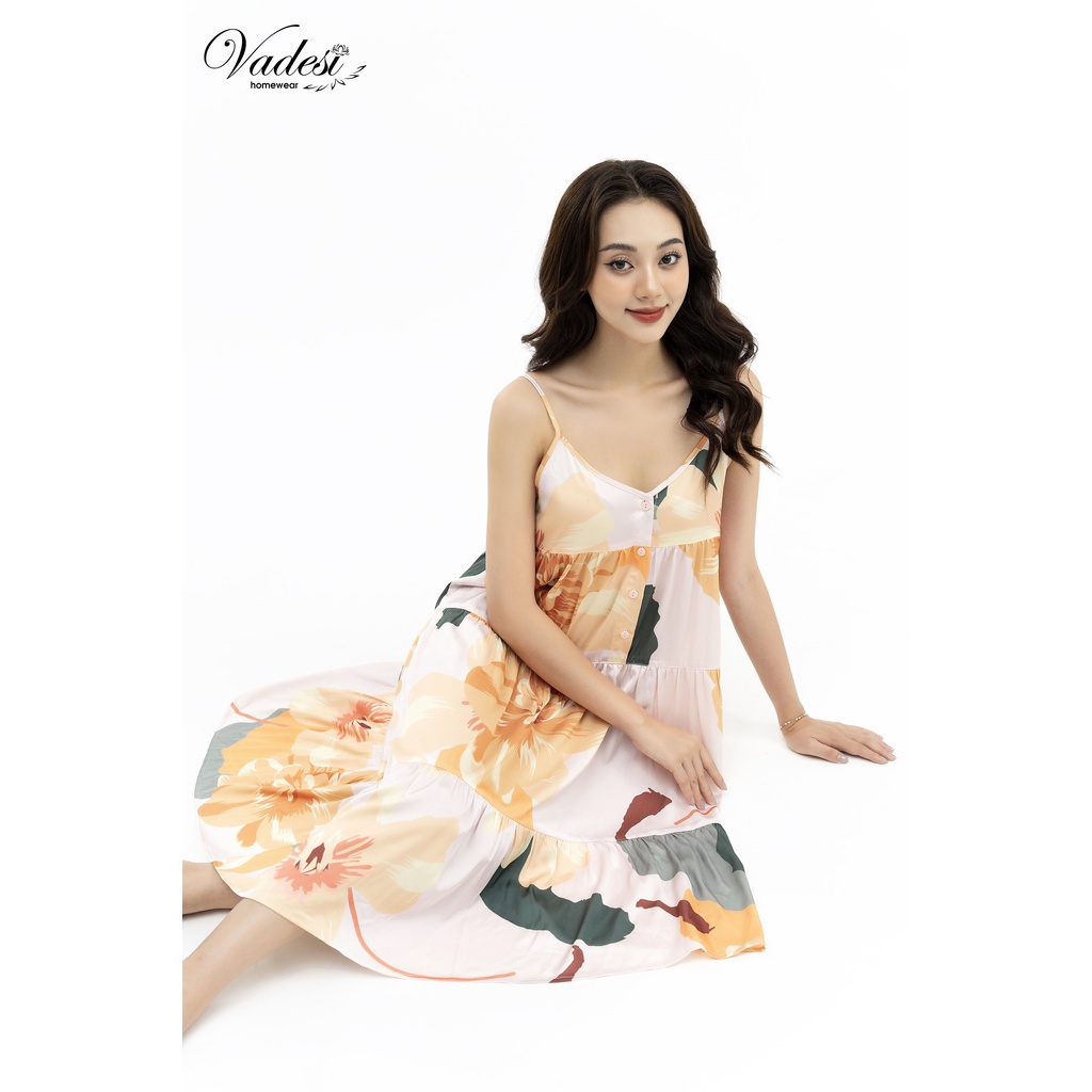 Đầm Váy Ngủ 2 Dây Babydoll thời Trang VADESI Nhiều Màu Lụa Hàn Cao Cấp Mềm Mịn Quyến Rũ Mặc 4 Mùa Thích Hợp Đi Du Lịch