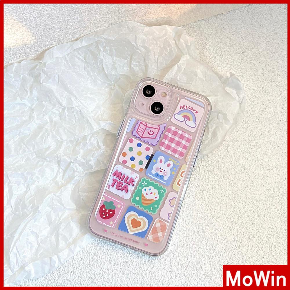Ốp điện thoại trong suốt TPU dày mềm chống va đập họa tiết thỏ cầu vồng thích hợp cho điện thoại iPhone