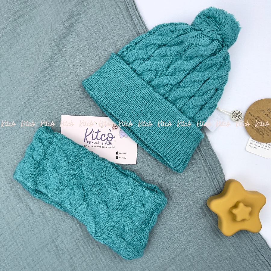 HRNEE Set khăn ống mũ len