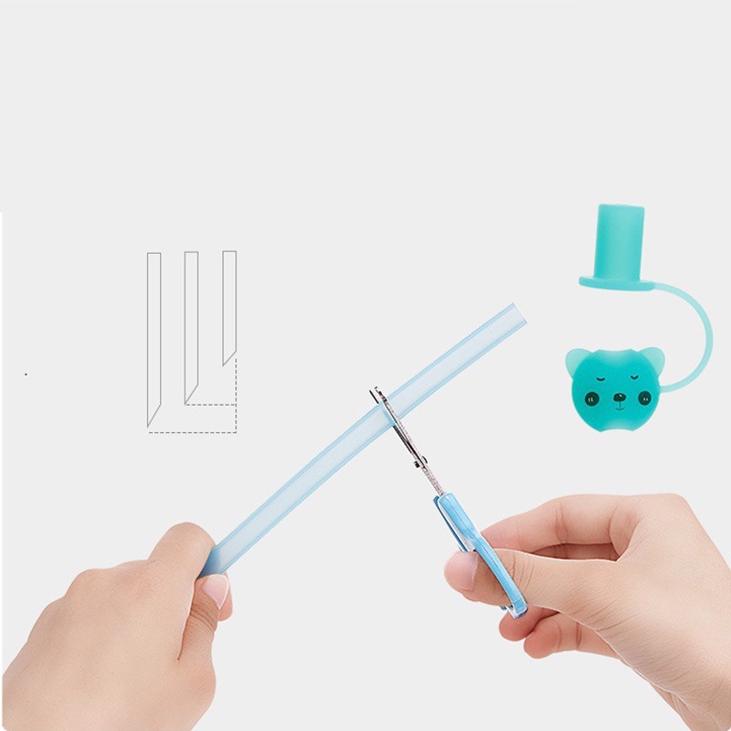 Ống Hút Silicon Mềm Kiểu Hoạt Hình Dễ Thương Kèm Ống Hút Cho Bé