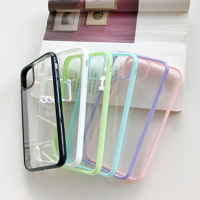 Suntaiho Candy Color Border Shockproof Transparent Hard PC Phone Case For iPhone 11 Pro XR XS Max 7 8 Plus