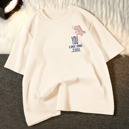 Áo thun tay lỡ phong rộng chất cotton dày mịn họa tiết You like to   đơn giản siêu dễ thương