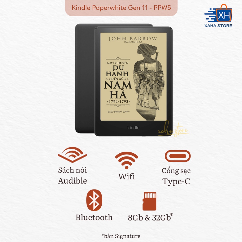 Máy Đọc Sách Kindle Amazon Paperwhite 5 11th generation 2021 NEW 100% Đèn Vàng Màn Hình 6.8 Inch Chống Nước- Xaha Store | BigBuy360 - bigbuy360.vn