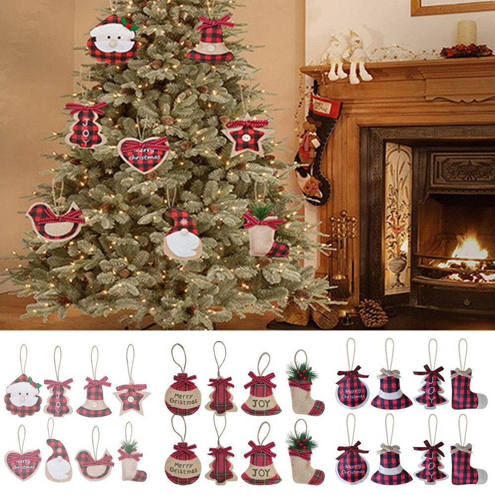 Set 8 Phụ Kiện Treo Trang Trí Cây Thông Giáng Sinh Năm Mới DIY Không Dệt