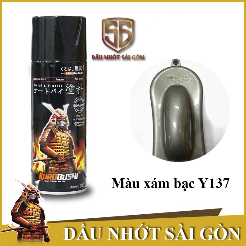 Y137 _ Chai sơn xịt sơn xe máy Samurai Y137 - màu xám bạc lốc máy s.c silver Grey uy tín