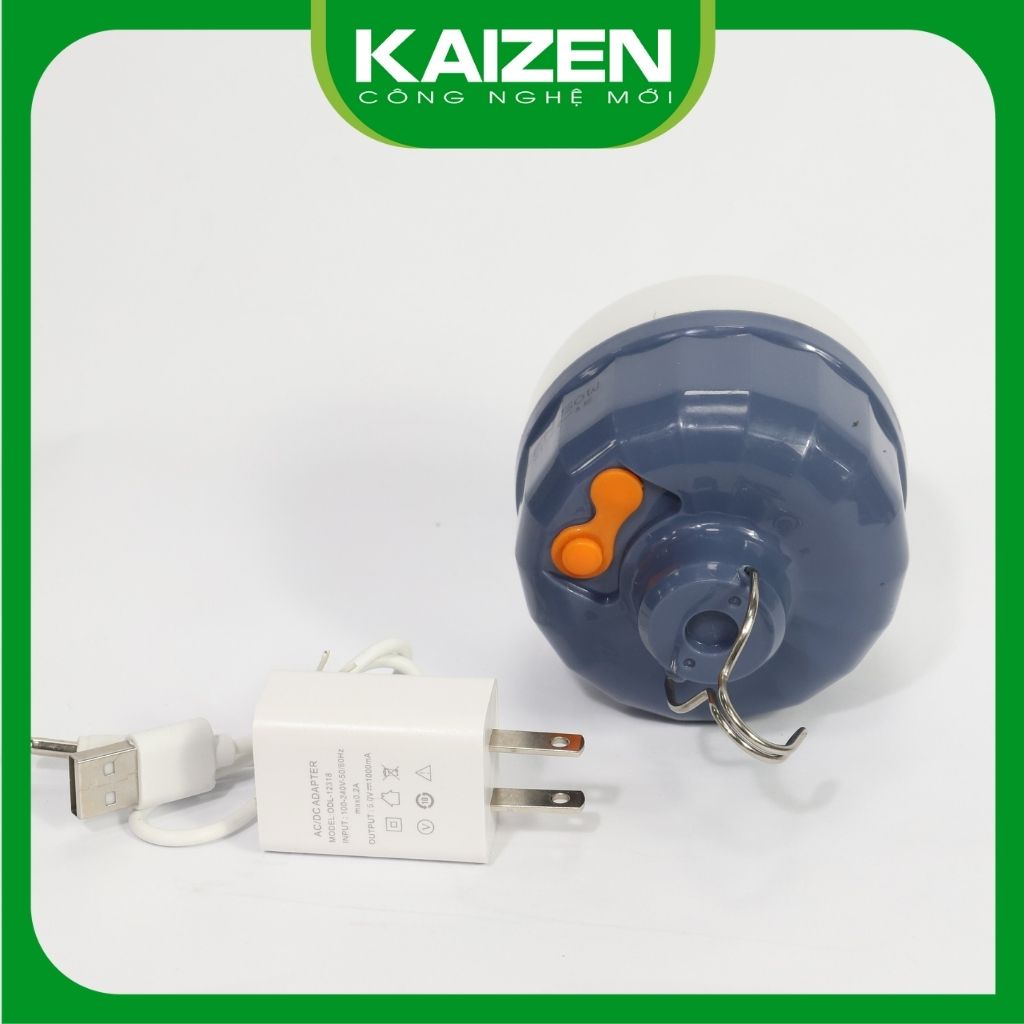 Bóng đèn tích điện sạc ngoài Kaizen công suất 100-80-50W dùng 6-8h có móc treo tiện lợi có 3 chế độ sáng