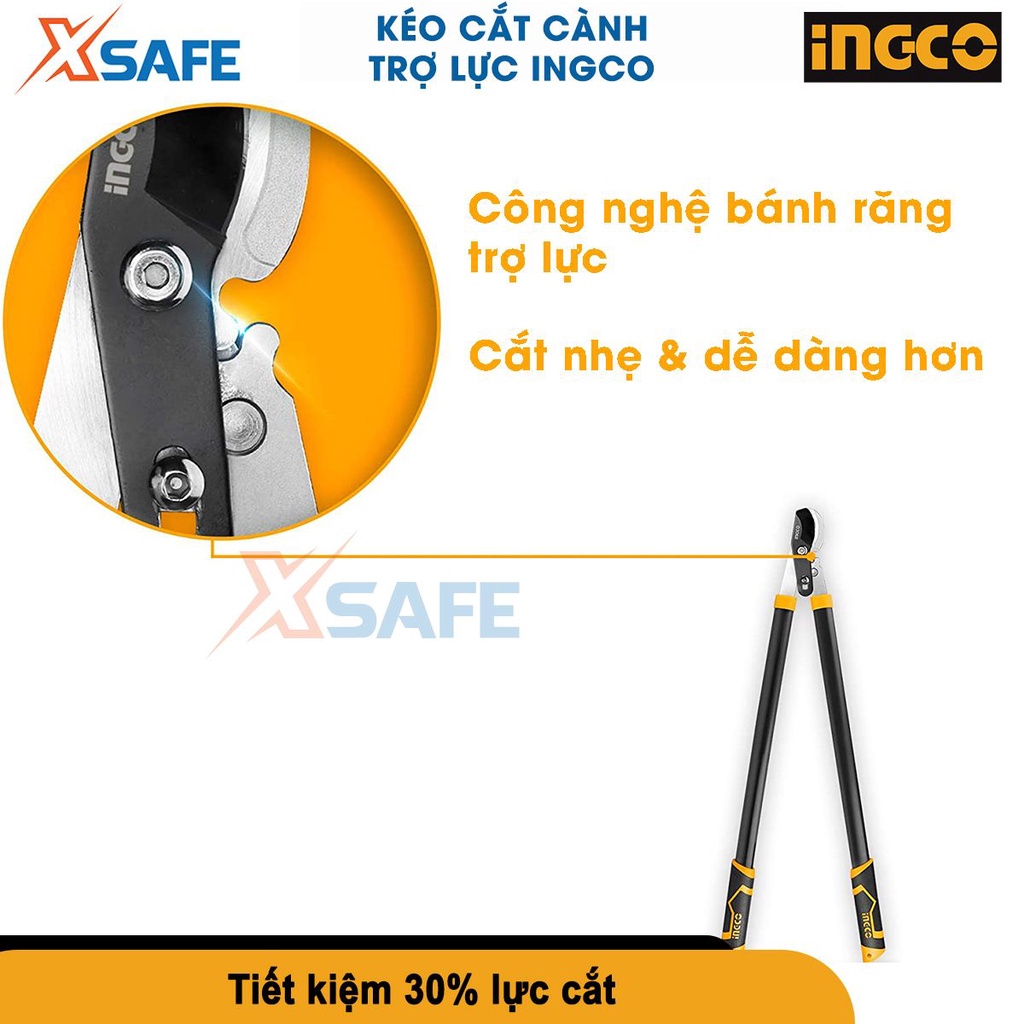 Kéo cắt cành cộng lực Ingco HLT7608 760mm, thép xử lý nhiệt, sơn chống gỉ, kìm cắt cành cộng lực [CHÍNH HÃNG][XSAFE]