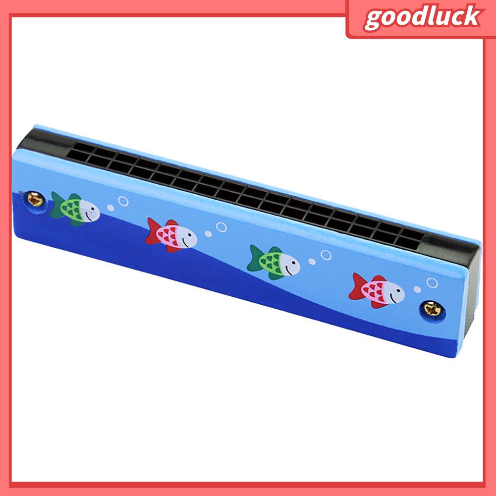 Kèn Harmonica 16 lỗ bằng gỗ họa tiết trái cây giáo dục sớm cho bé