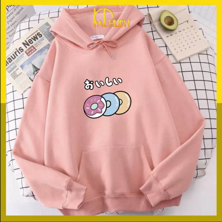 ÁO HOODIE NỈ IN BÁNH RÁN (có nhiều màu)
