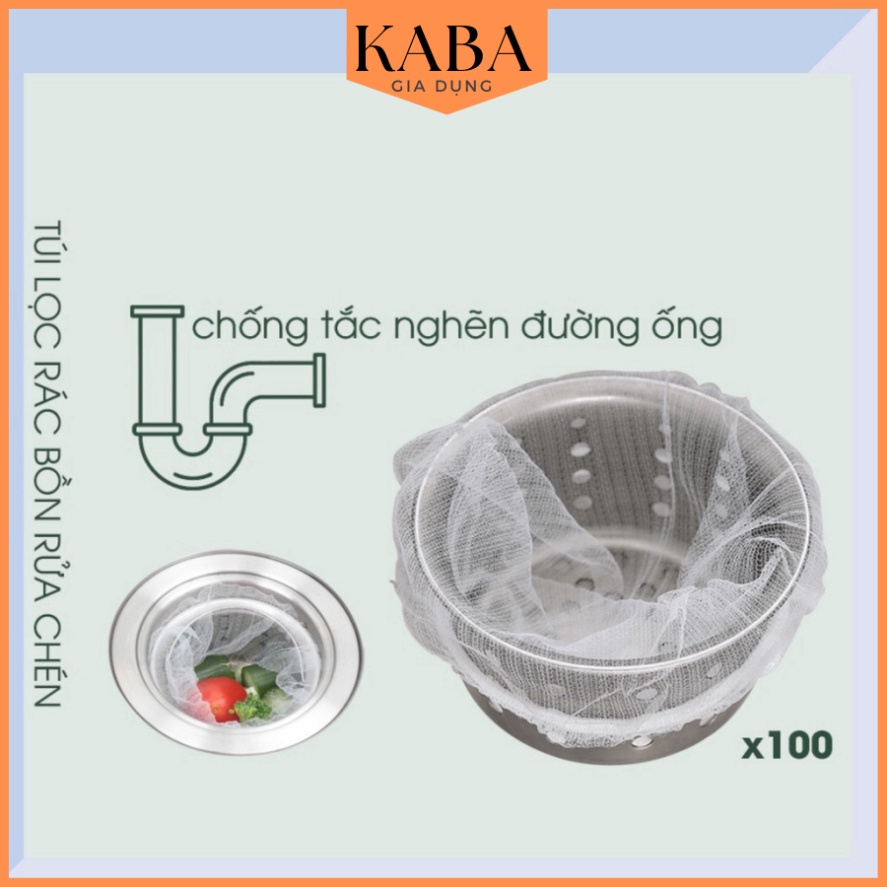 Túi Lọc Rác Bồn Rửa Chén Bát Thiết Kế Kiểu Lưới Siêu Dai Đầu Có Chun Co Giãn Chống Tắc Nghẽn Ống  [ Set 100 chiếc ] KABA