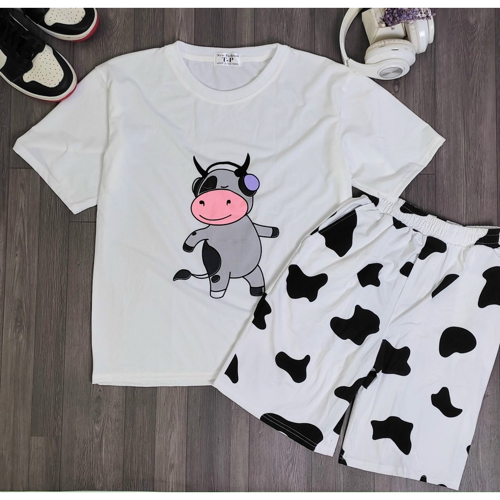 Đồ mặc nhà nữ mấu in hình Thú còn bò,FREE SHIP, , mÃ thun côtt