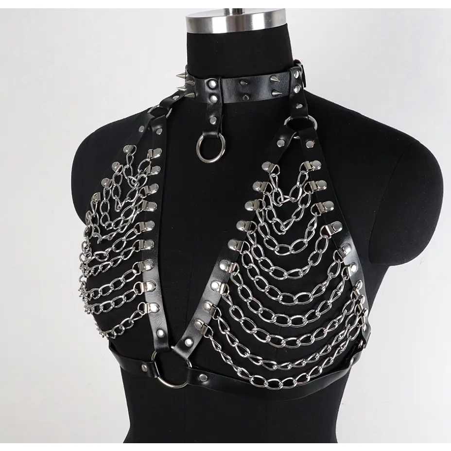 Dây Đai Nịt Ngực Bằng Da Quyến Rũ Thời Trang Goth Bdsm Bondage Phong Cách Punk Erotic