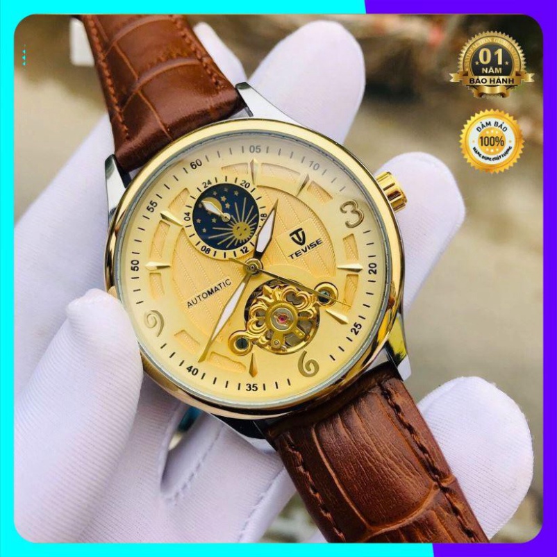 Đồng hồ cơ nam dây da cao cấp automatic  cực bền hiệu tevise chính hãng BH 24 tháng | BigBuy360 - bigbuy360.vn