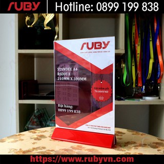 Standee để bàn a4, kệ menu để bàn mica a4 đế chữ A