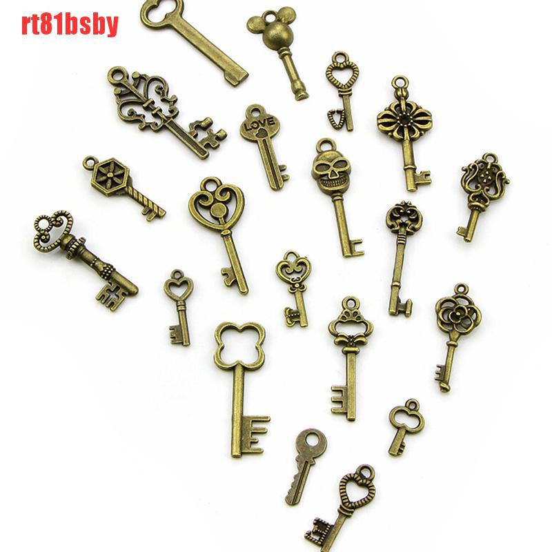 [rt81bsby]50PCS DIY Mixed Vintage Key Charms Pendant Steampunk Bronze Jewelry Findings