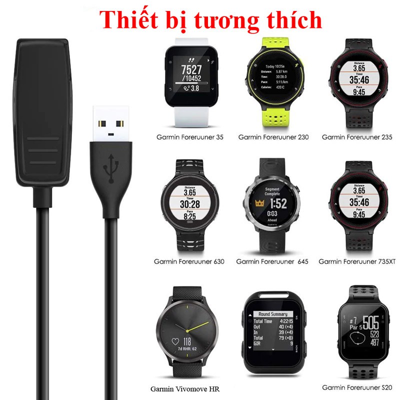 Cáp sạc đồng hồ Garmin Forerunner 35 235 645 630 735XT S20 Vivomove HR Lily