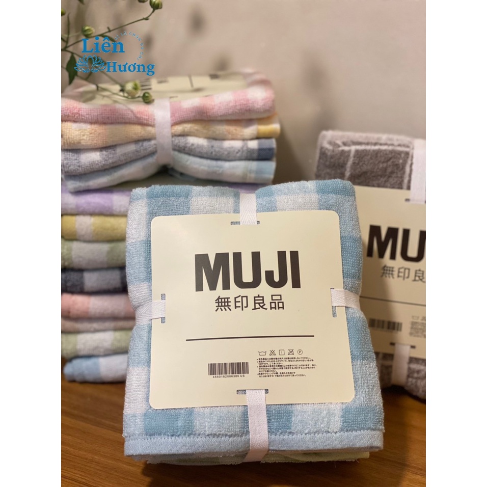 Khăn Mặt Tắm Gội Cotton Dày Thấm Hút Tốt Mujji Xuất Nhật_ Loại 1_ Sét 4 Khăn