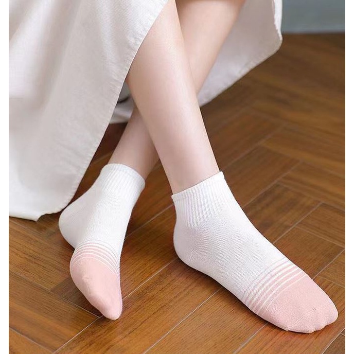 Set 10 Đôi Tất Vớ Nữ Ngắn Cổ Kẻ Hồng SS2 Siêu HOT