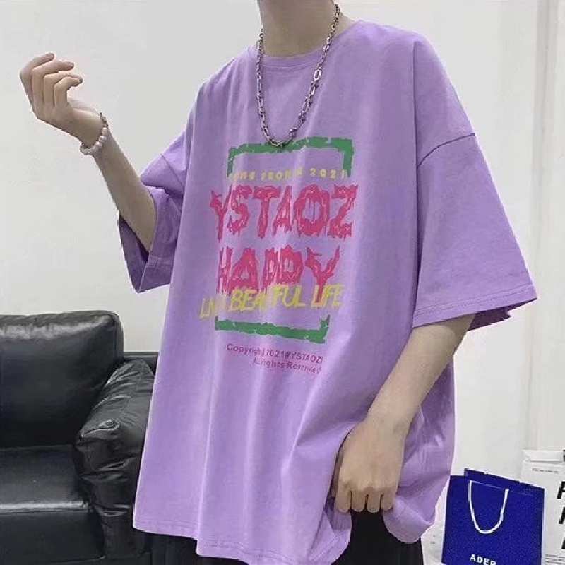 Áo Thun Dáng Rộng In Chữ Phong Cách Hip Hop Đường Phố Cho Nam Nữ Cỡ M-8XL