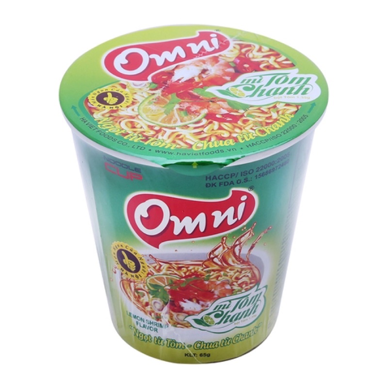 Mì ly, mì gói tôm chanh omni