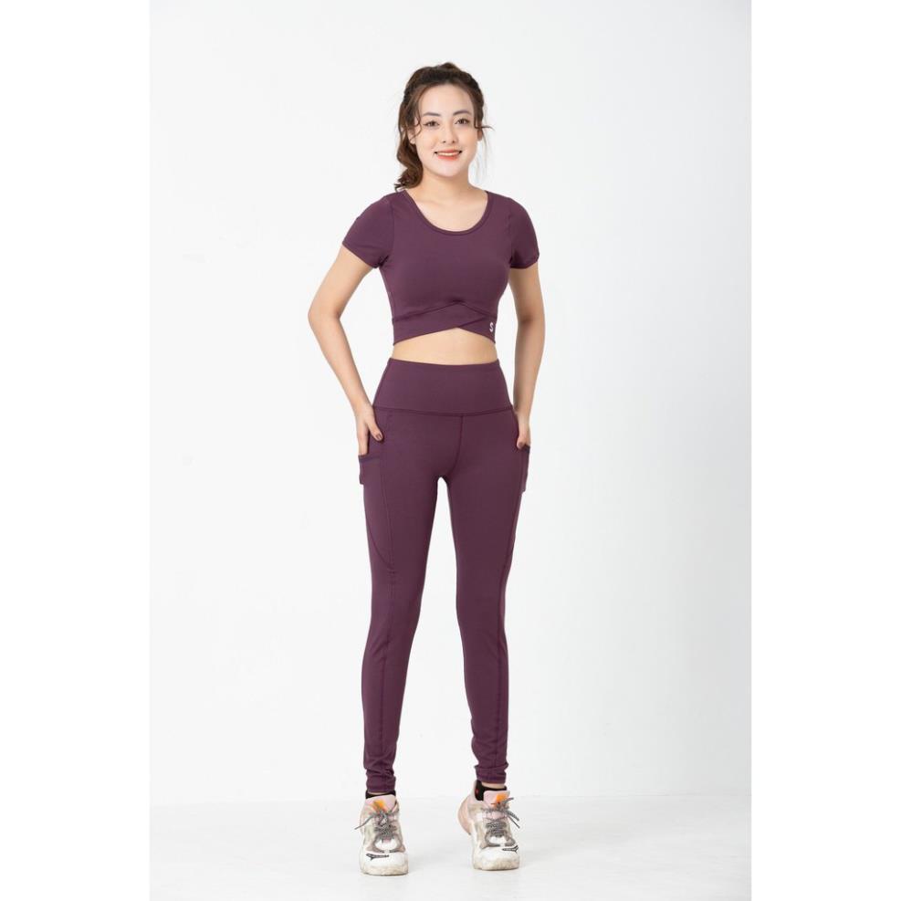 ẢNH THẬT SET ĐỒ TẬP NỮ BỘ TẬP CROPTOP CỘC TAY QUẦN DÀI TẬP YOGA GYM NỮ, ĐỒNG PHỤC LỚP YOGA !