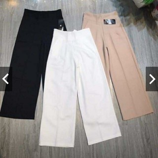 Quần ống suông nữ cạp cao culottes dài vải tuyết mưa VST