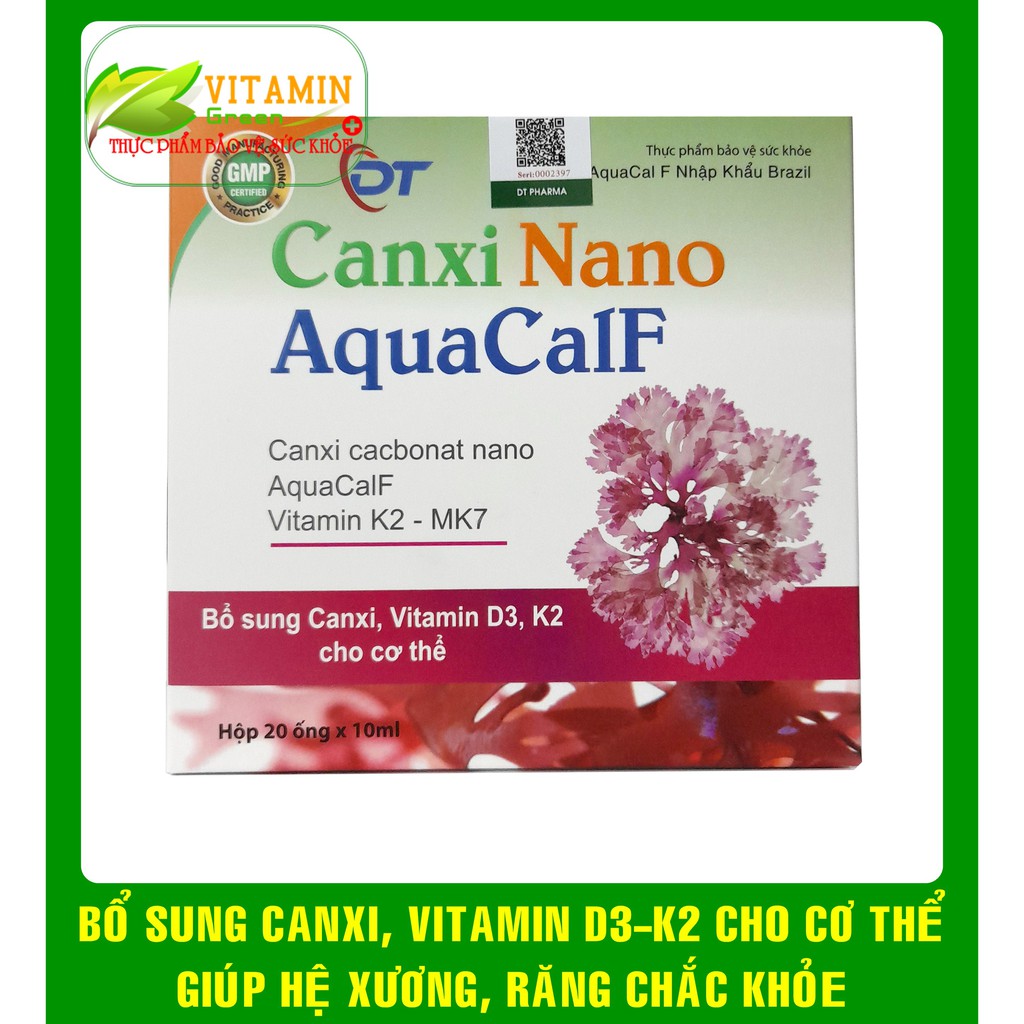 CANXI NANO AQUACALF CANXI NANO HỮU CƠ KẾT HỢP VITAMIN D3 K2 GIÚP XƯƠNG RĂNG CHẮC KHỎE