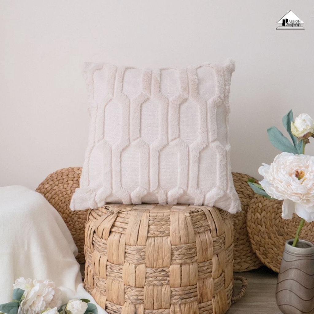 Vỏ Gối Tựa Lưng Sofa Dập Lông Nổi Hình Học Ziczac Cao cấp