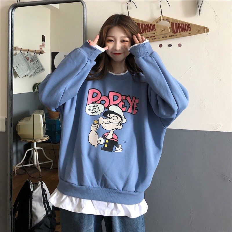Áo Sweater Nỉ Nam Nữ Form Rộng POPEYE 2 Màu Siêu Xinh