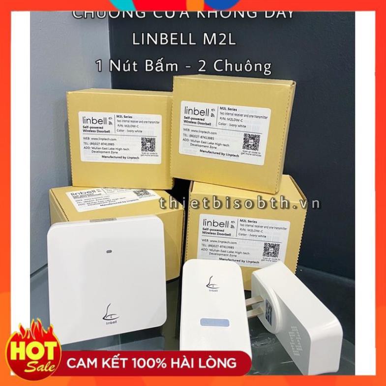 [Hàng Xịn] Chuông Cửa Không Dây 1 Nút Bấm 2 Chuông LinBell M2L