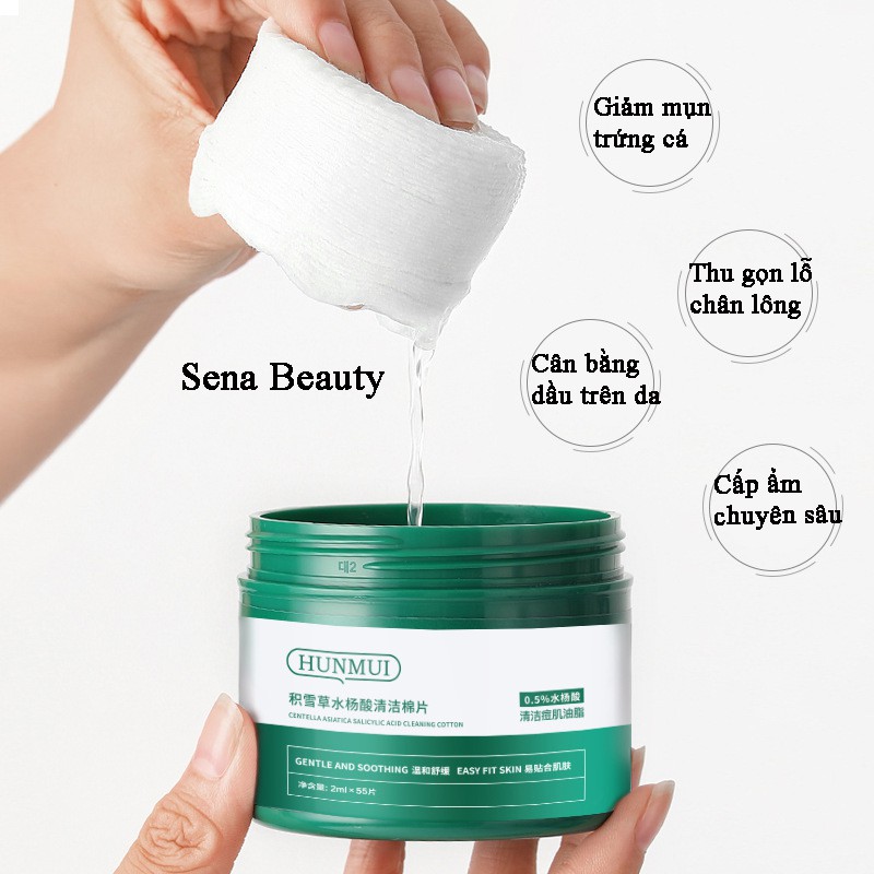 Toner dạng bông thấm làm sạch sâu axit salicylic 2% dành cho da dầu mụn Sena Beauty | BigBuy360 - bigbuy360.vn