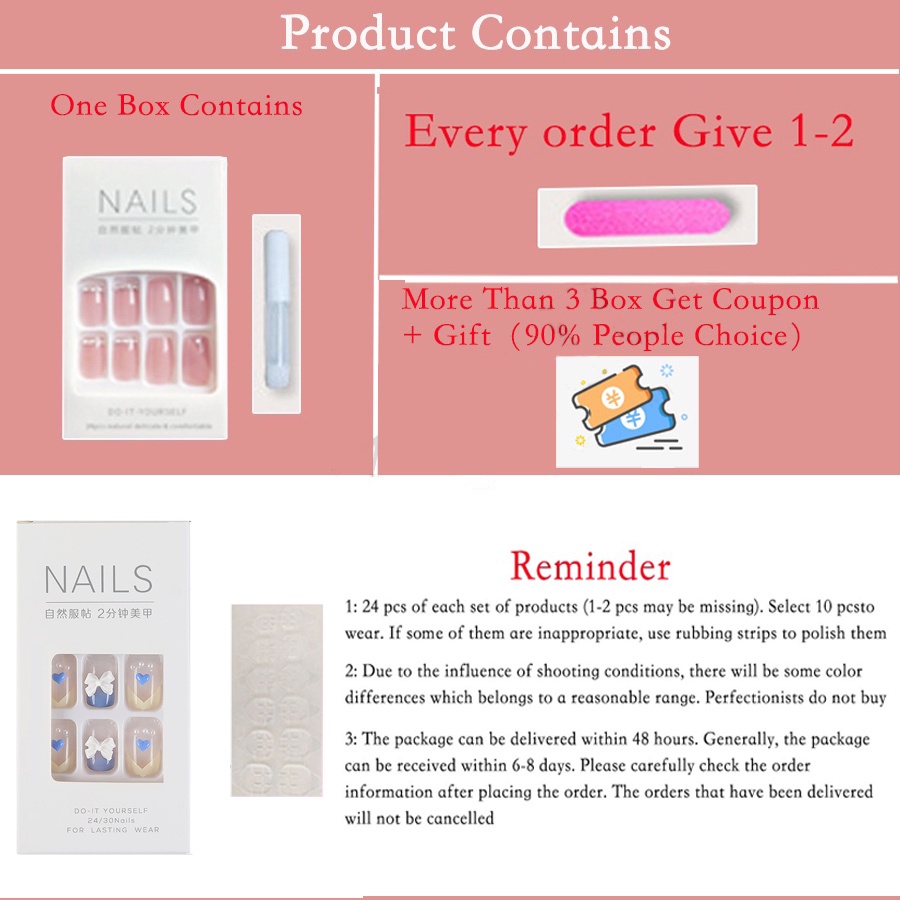 Hộp 24 Móng Tay Giả Thời Trang R251-R300