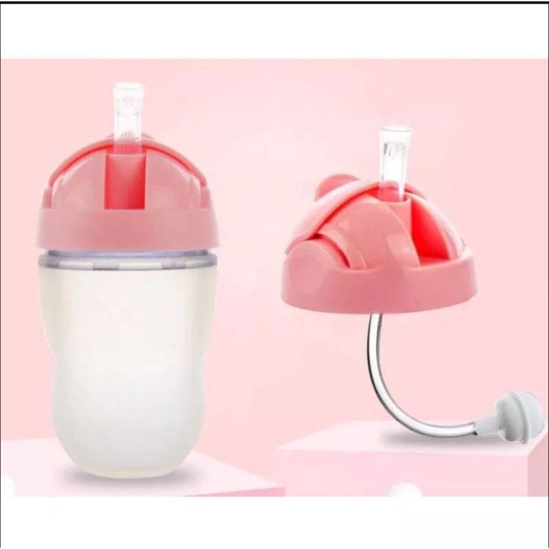 nắp tập uống kèm ống hút silicon cho bình sữa comotomo,dùng cho cả bình 150ml và 250ml