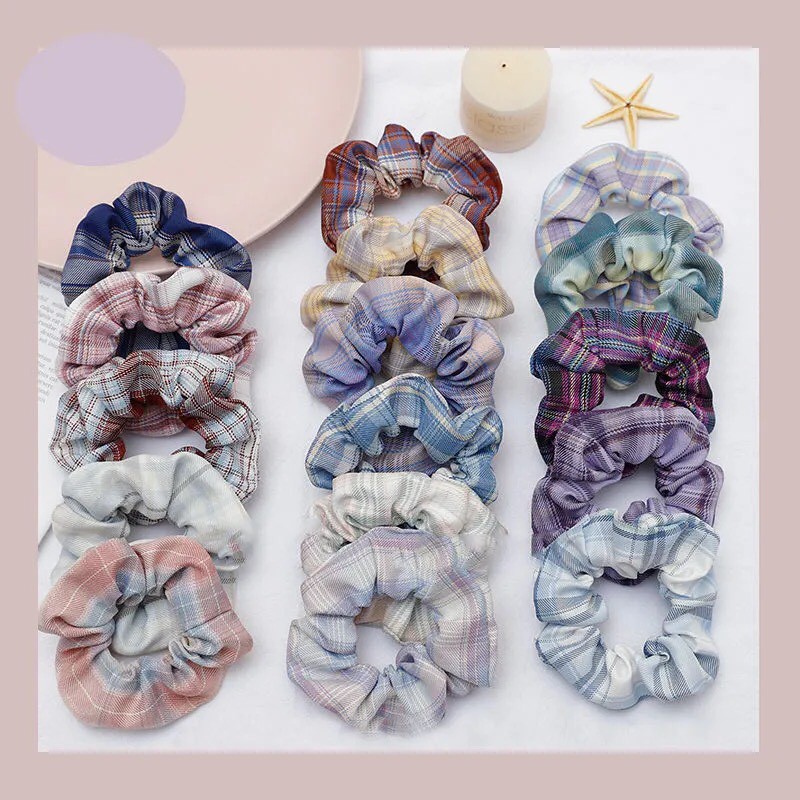 Cột tóc caro cotton siêu dễ thương