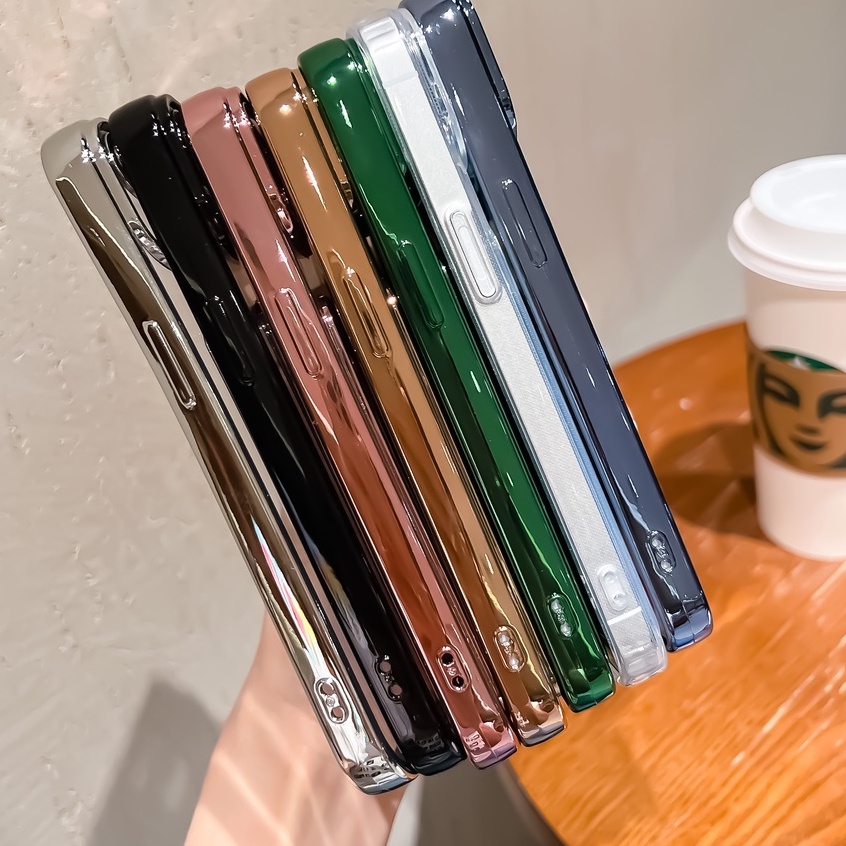Ốp Điện Thoại Mặt Kính Trong Suốt Chống Sốc Bảo Vệ Ống Kính Máy Ảnh Cho iPhone 13 11 12 Pro Max 13-11