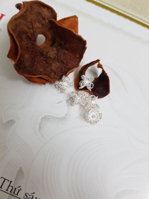 Charm bạc ốp đôi hoa 5 cánh 7mm