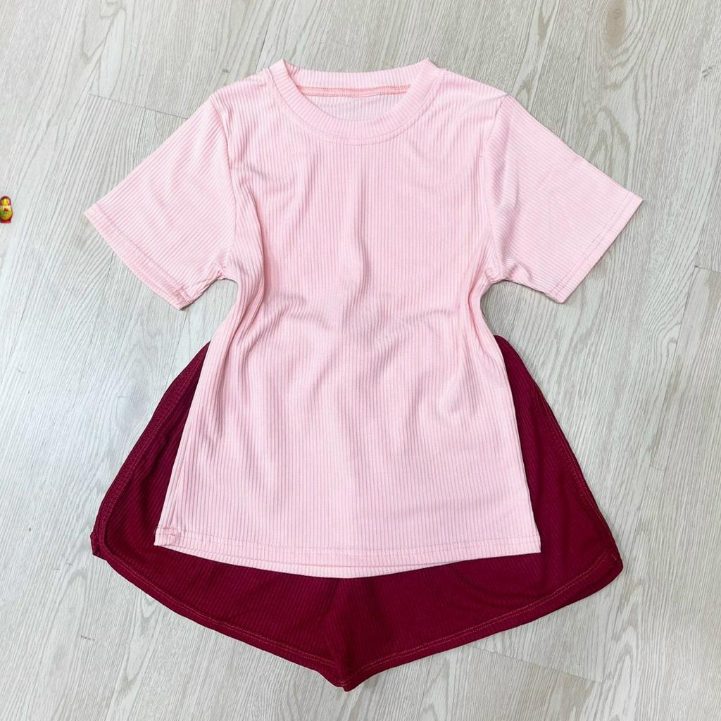set bộ đùi mặc nhà chất thun gân dễ thương phối màu đẹp