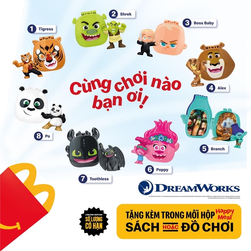Bộ sưu tập các nhân vật DreamWorks all Stars - Đồ chơi Mc donalds