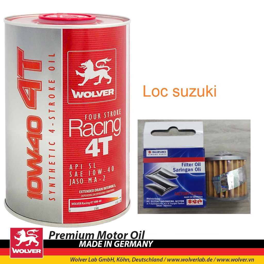 [NHỚT VÀ LỌC SU] nhớt wolver racing 10w40 800ml/1L, nhớt wolver 10w40 800ml/1L và lọc indo nha mọi người