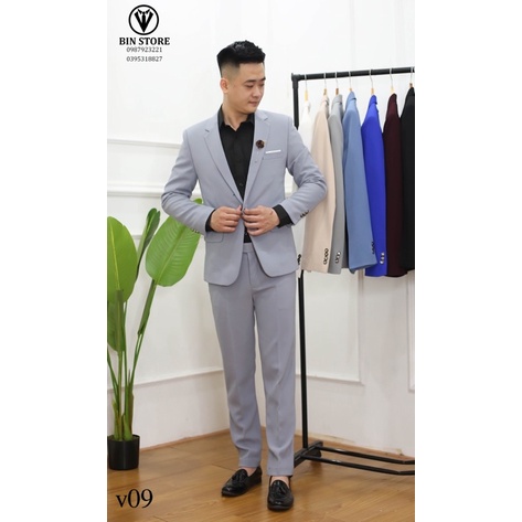 [Xả Kho] bộ vest nam màu ghi sáng gồm 1 áo vest + 1  quần vest, vest cưới, vest công sở sang trọng,lịch lãm