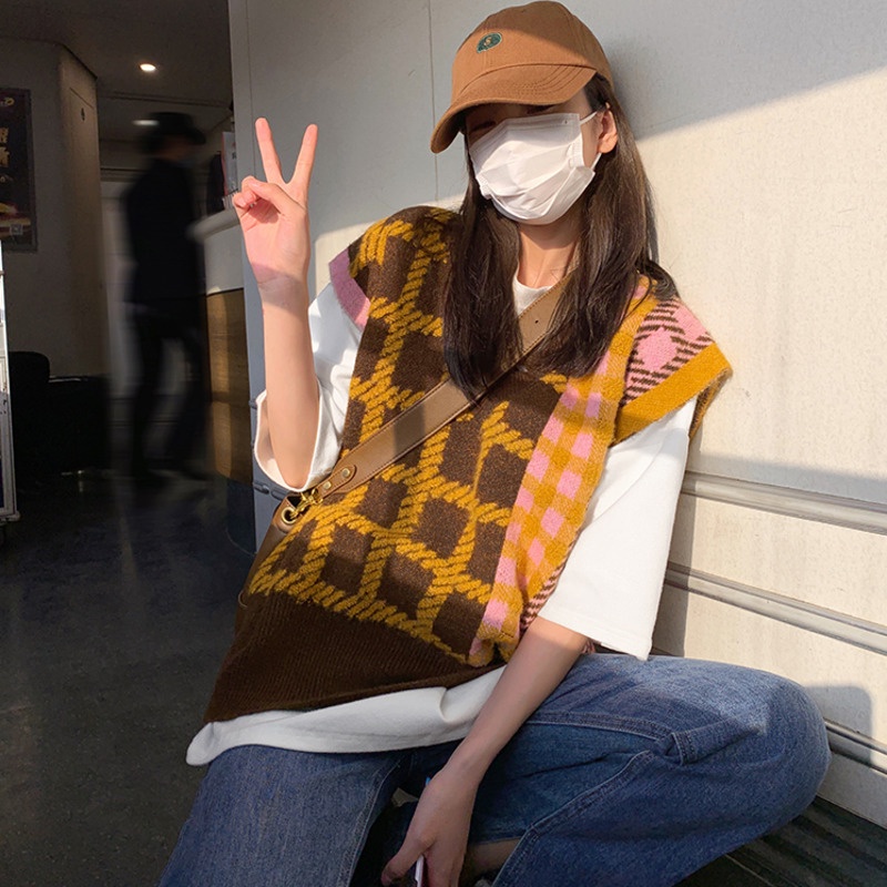 Áo len nữ không tay cổ chữ V hợp thời trang