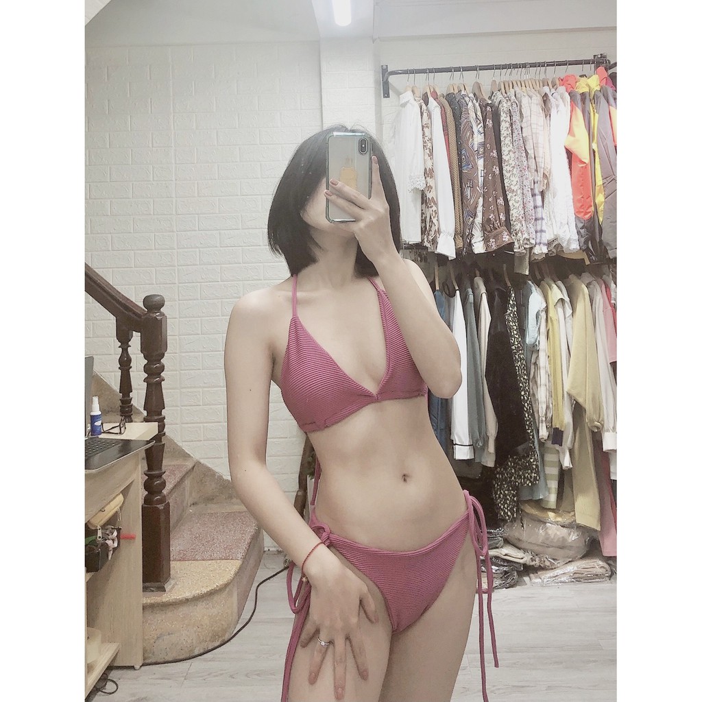 Bikini sexy ️Freeship️ hai mảnh màu hồng mặc đi biển đi bơi mới nhất ( Bầu mặc được)