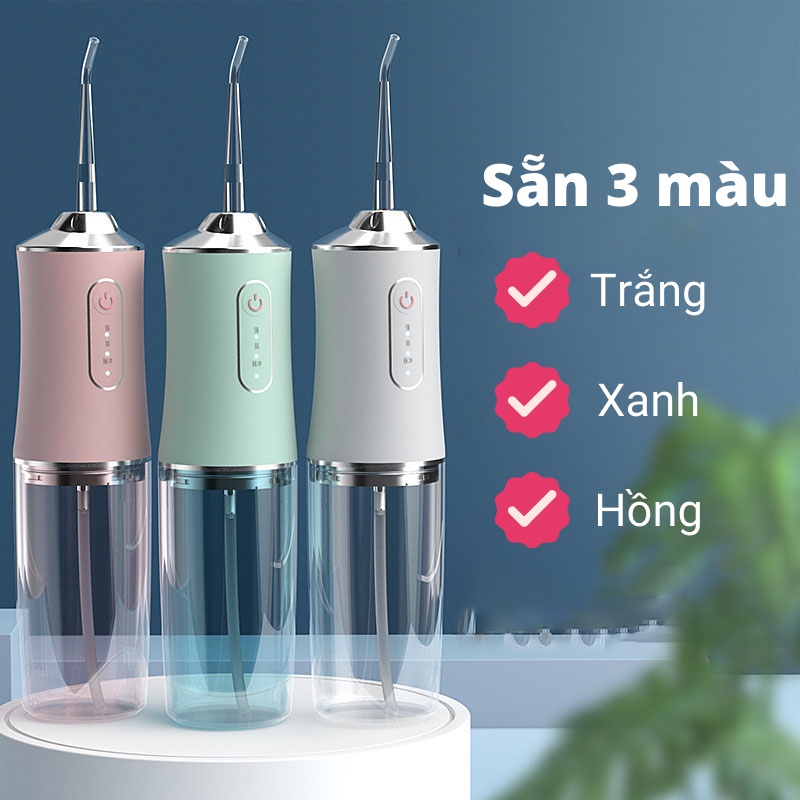 Tăm nước ORAL IRRIGATOR bản quốc tế tặng kèm 4 đầu tăm tiện lợi có 3 chế độ làm sạch
