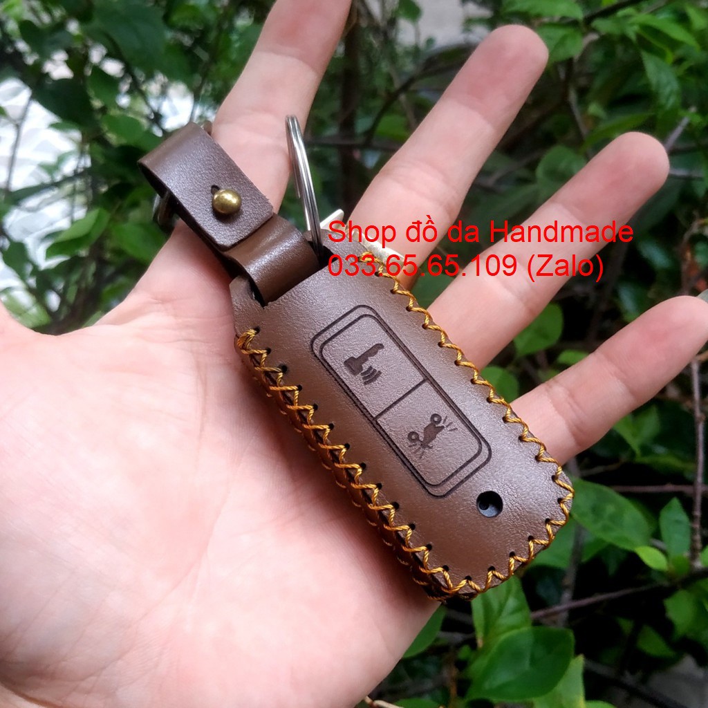Bao da chìa khóa Honda vision 2021-2022, SH 2022, Lead 2022, Winer...smart key bằng da bò, kèm tặng móc khóa