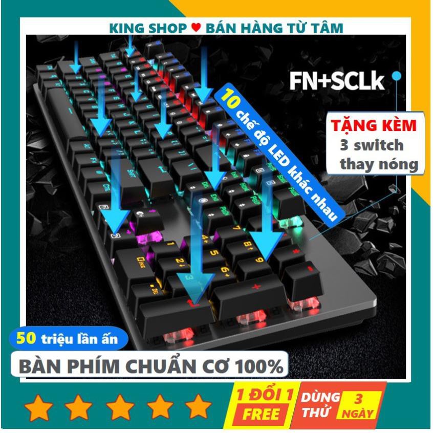【100% CHUẨN CƠ】Bộ Bàn Phím Cơ Gaming K101 - Bàn Phím Đèn LED 7 Màu Thay Nóng Switch