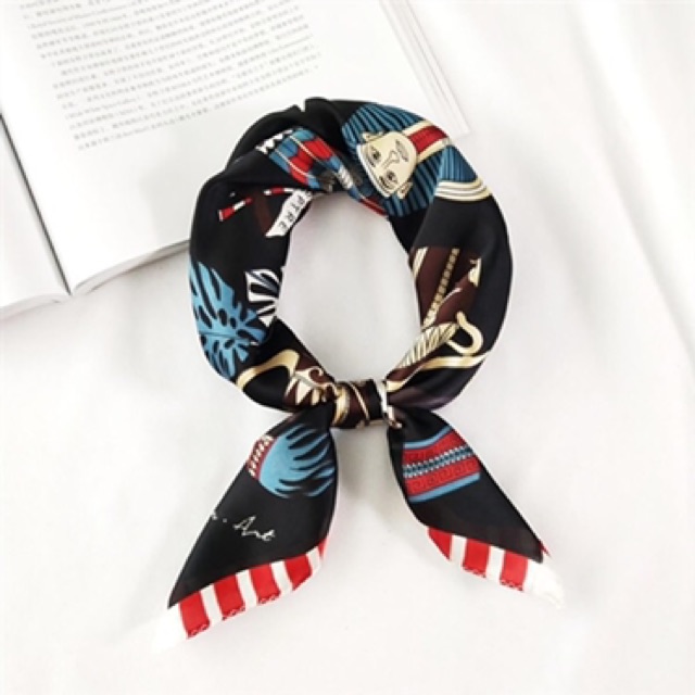 Khăn turban lụa mini size 53x53cm dễ thương - Maben