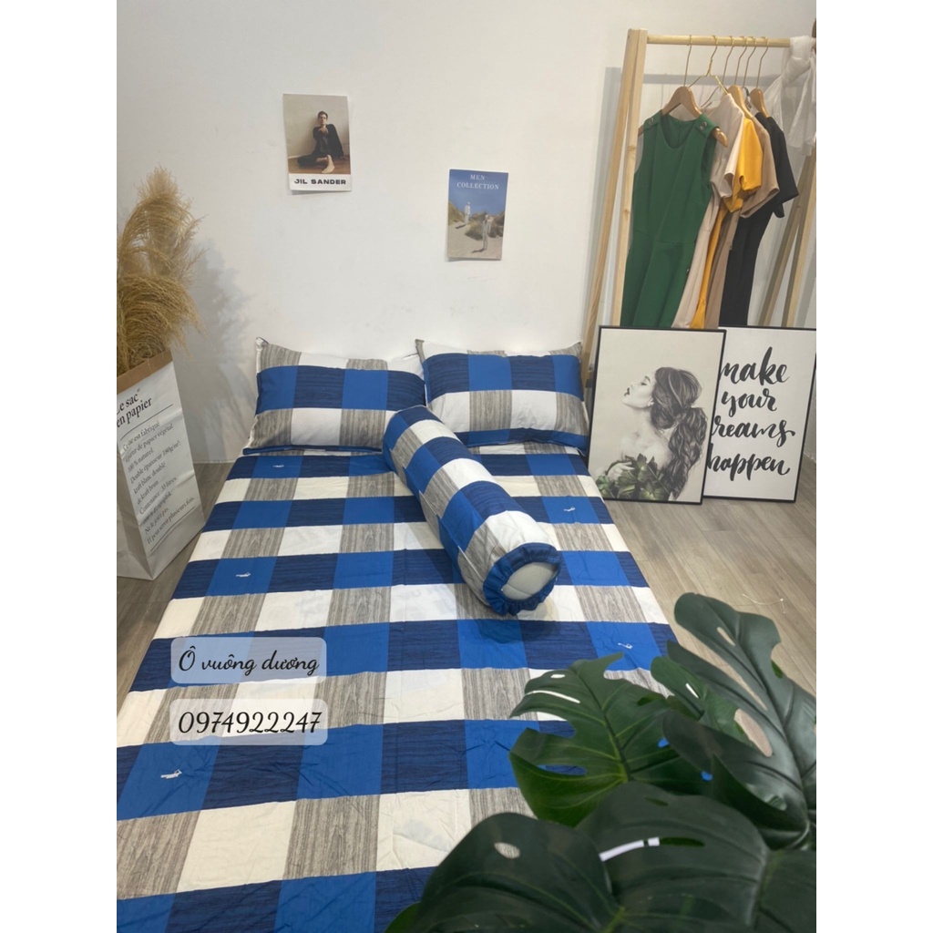 Ga giường Cotton 100% drap giường chính hãng IN LOGO, không xù lông, không phai màu, nệm
